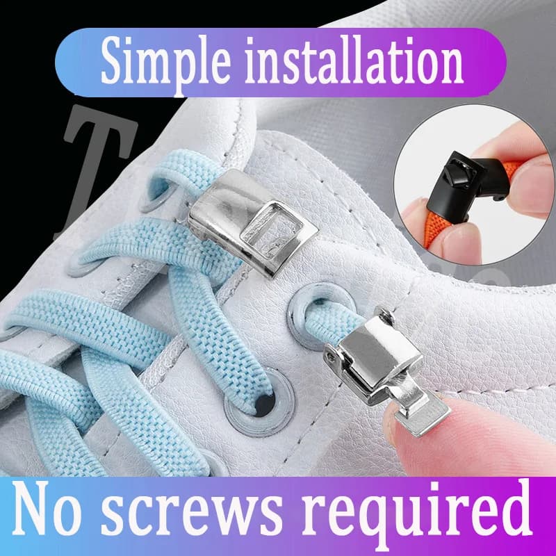Lacci per scarpe elastici con fibbia interblocca Lacci per scarpe senza lacci per scarpe da ginnastica Lacci piatti Lacci elastici per bambini per adulti Taglia unica per tutte le scarpe