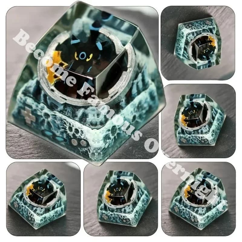 Keycap in Resin Mewtwo Umbreon Cross Shaft Pikachu Journeys, New Resin Keycap for Mechanical Keyboard with Stereo Carina Illustration