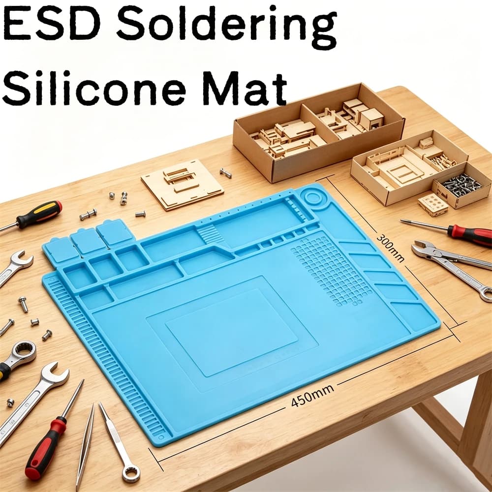 Tappetino in Silicone Antistatico ESD per Saldatura, Resistente al Calore, per Pistola ad Aria Calda, Stazione di Saldatura, Riparazione e Dissaldatura