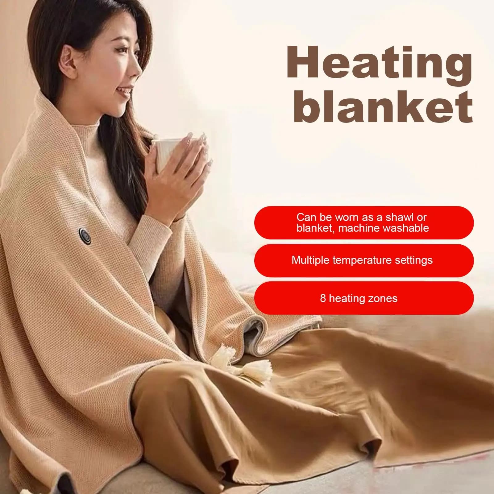 Portable Electric Heating Shawl USB three-speed heating blanket Washable outdoor camping office heating blanket warmer shawl