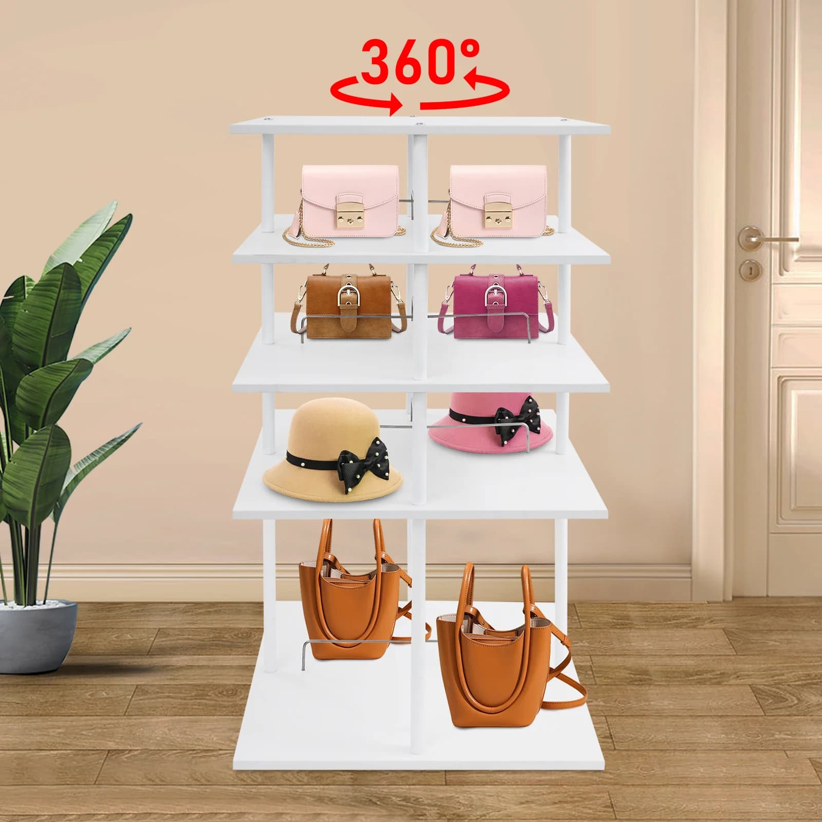 4 Tier 360 Degree Rotatable Shoe Rack Paintless Board Metal Baking Paint Shoe Storage Organizer 17.5kg Load Bearing for Home Hotel Use