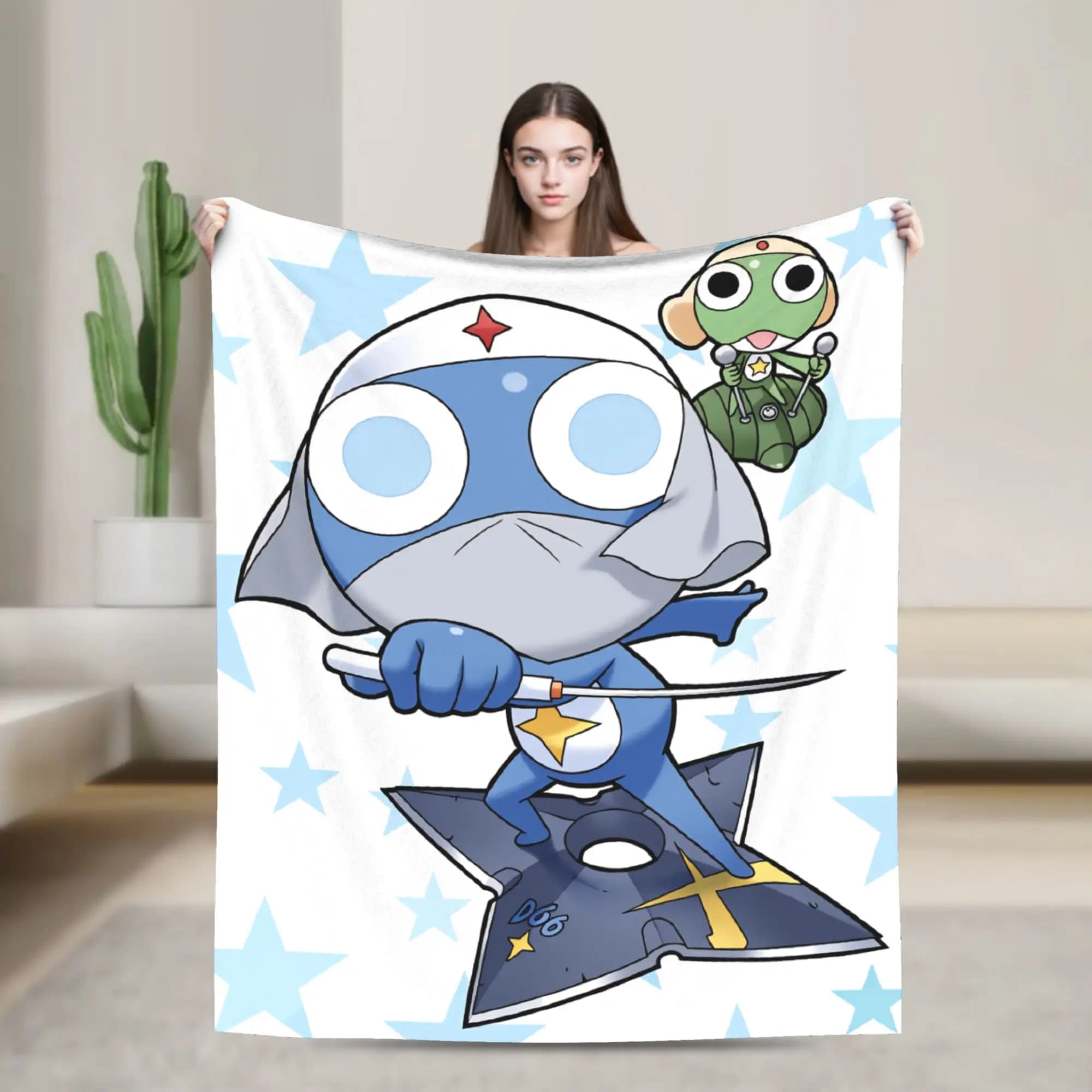 Keroro Gunsou Frog Coperta super calda Coperta decorativa in peluche Coperta estetica per divano Sedia Copriletto in flanella Copridivano