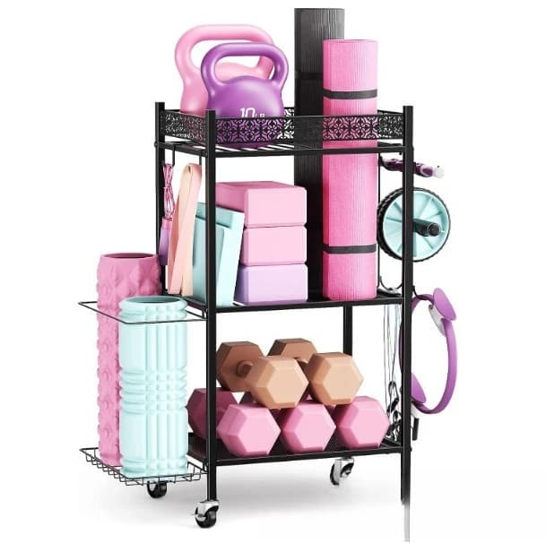 Sporting Goods Storage Rack Yoga Mat Basketball Rack Mobile Sports Gym