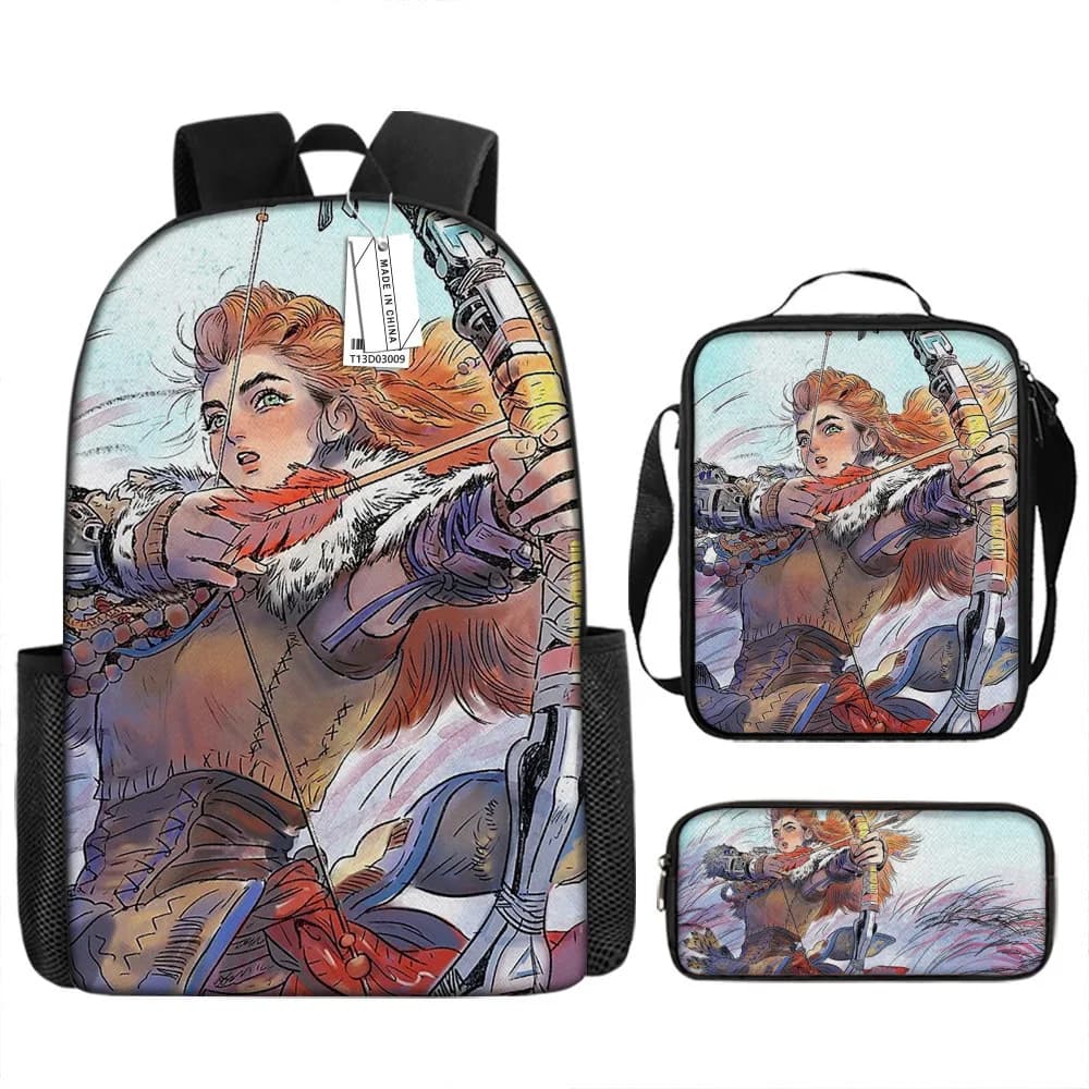 Hip Hop Youthful Novelty horizon 3D Print 3pcs/Set Student Travel bags Laptop Daypack Backpack Crossbody Lunch Bag Pencil Case