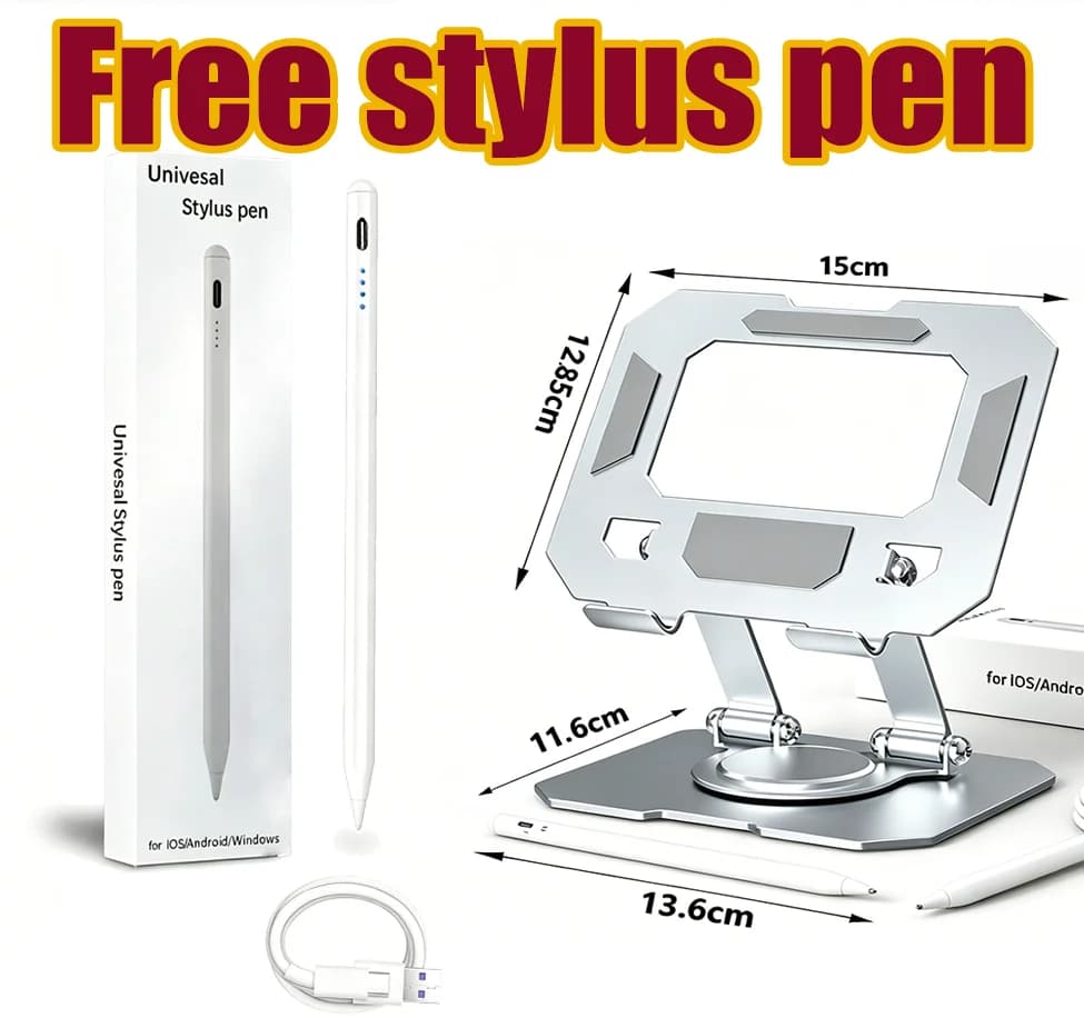 【Penna stilo gratuita】360 ° Supporto per Tablet Girevole e Regolabile, Supporto da Scrivania Pieghevole per iPad Pro/Air/Mini e Tablet da 4.7-12 Pollici
