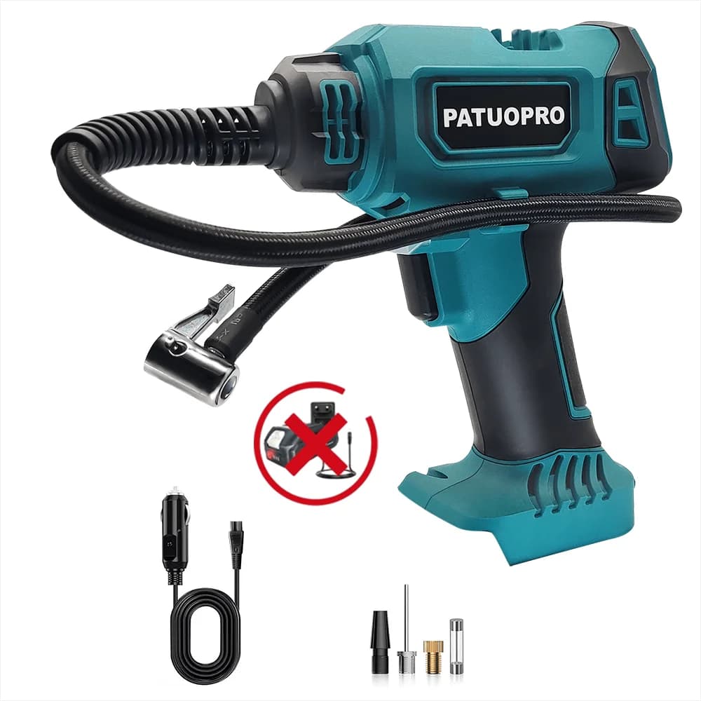 PATUOPRO 600mm gonfiatore automatico Cordless pompa ad aria elettrica compressore d'aria portatile per pneumatici per auto per batteria Makita 18V (senza batteria)