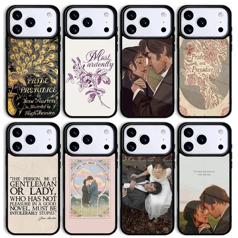Cover Morbida per Cellulare Orgoglio e Pregiudizio di Jane Austen per iPhone 17 AIR 16 Pro Max 15 14 13 12 11 - Custodia Protettiva