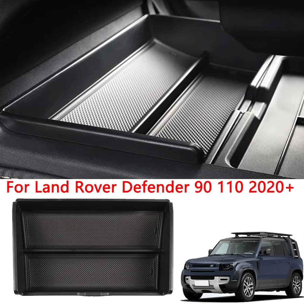 ABS Car Under Central Console Storage Box Slicone Mat Organizer Tray For Land Rover Defender 90 110 2020 -2023 Auto Accessories