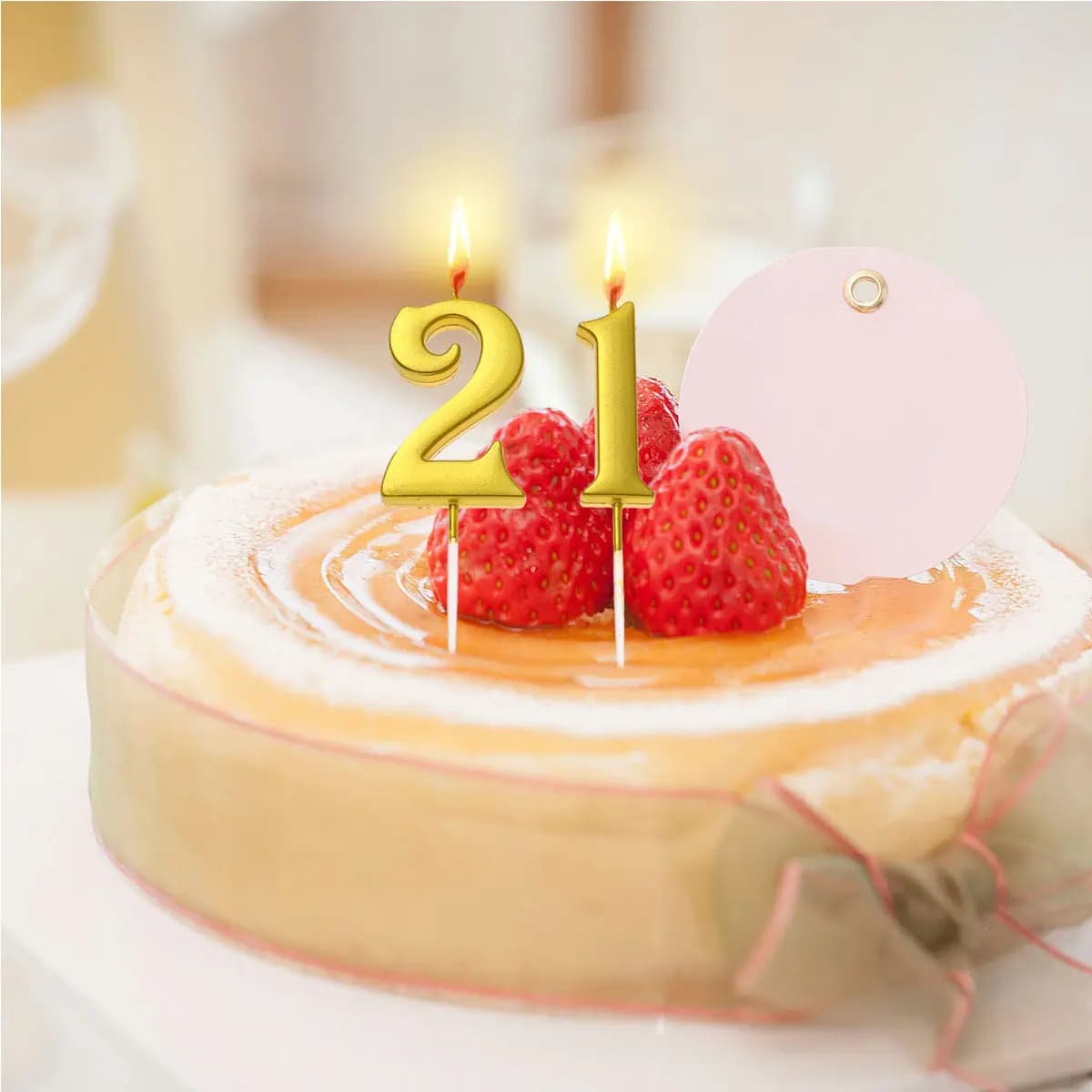 Candele Numeriche Glitterate Dorate per 21° Compleanno, Numero 2 e Decorazioni per Feste a Tema