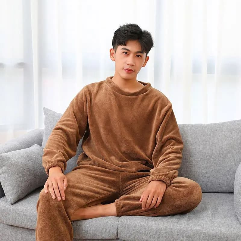 Autunno Inverno Coppia Set di peluche corallo Indumenti da notte in peluche Pile ispessito e vestiti per la casa in caldo pile