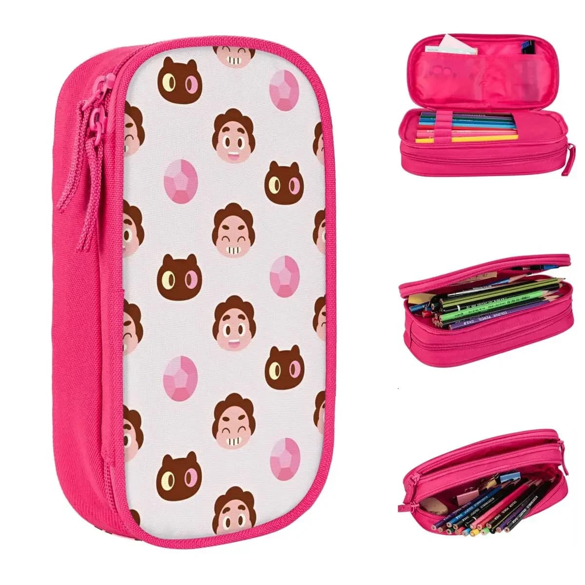 Astuccio per matite di grande capacità Steven Universe Cartoon Merch Astuccio per matite a doppio strato Borse per trucco per ragazza Regalo di sorpresa
