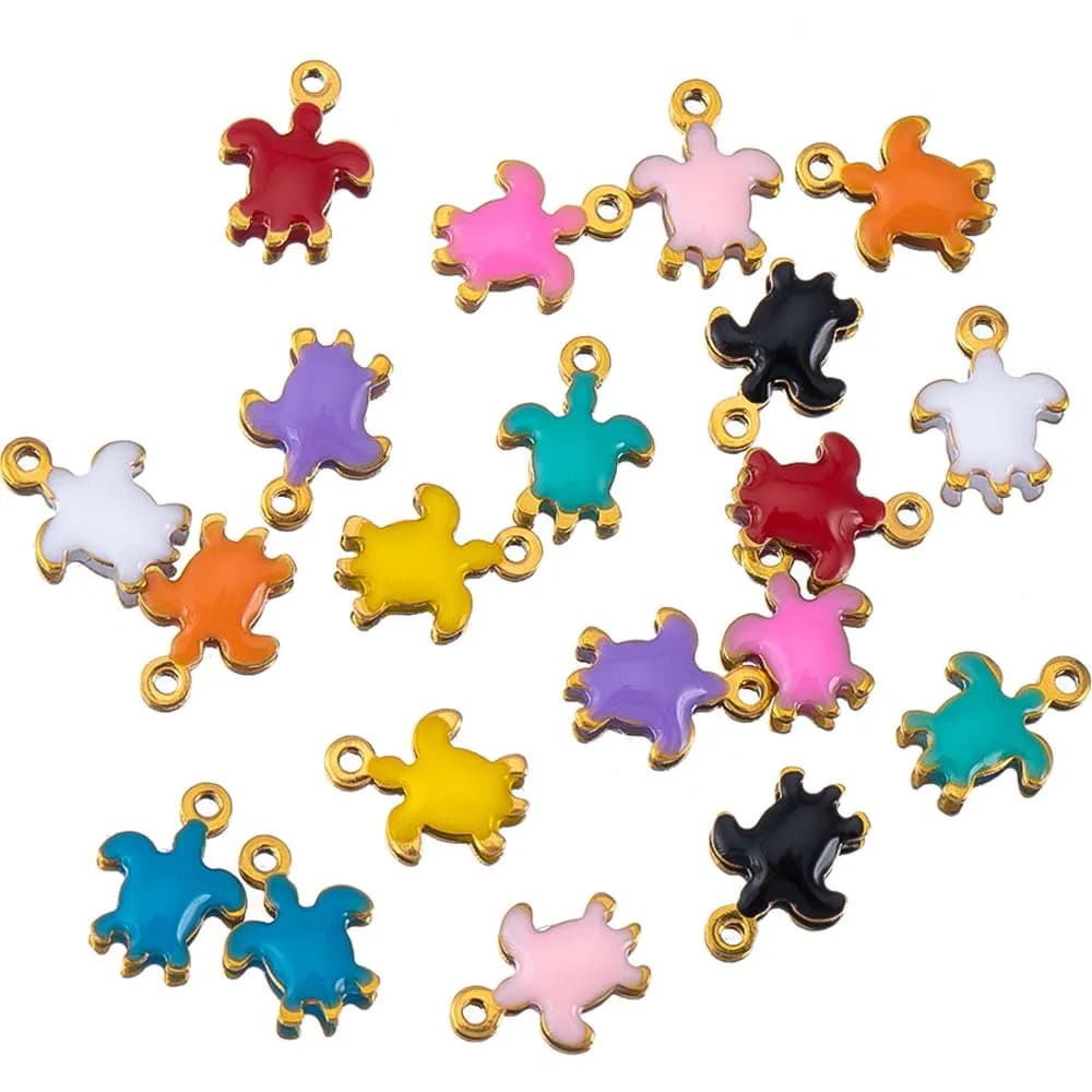 10pcs 20pcs Stainless Steel Min Enamel Colorful Charm Turtle Star Pendant for DIY Women Jewelry Making Necklace Earring Supplies