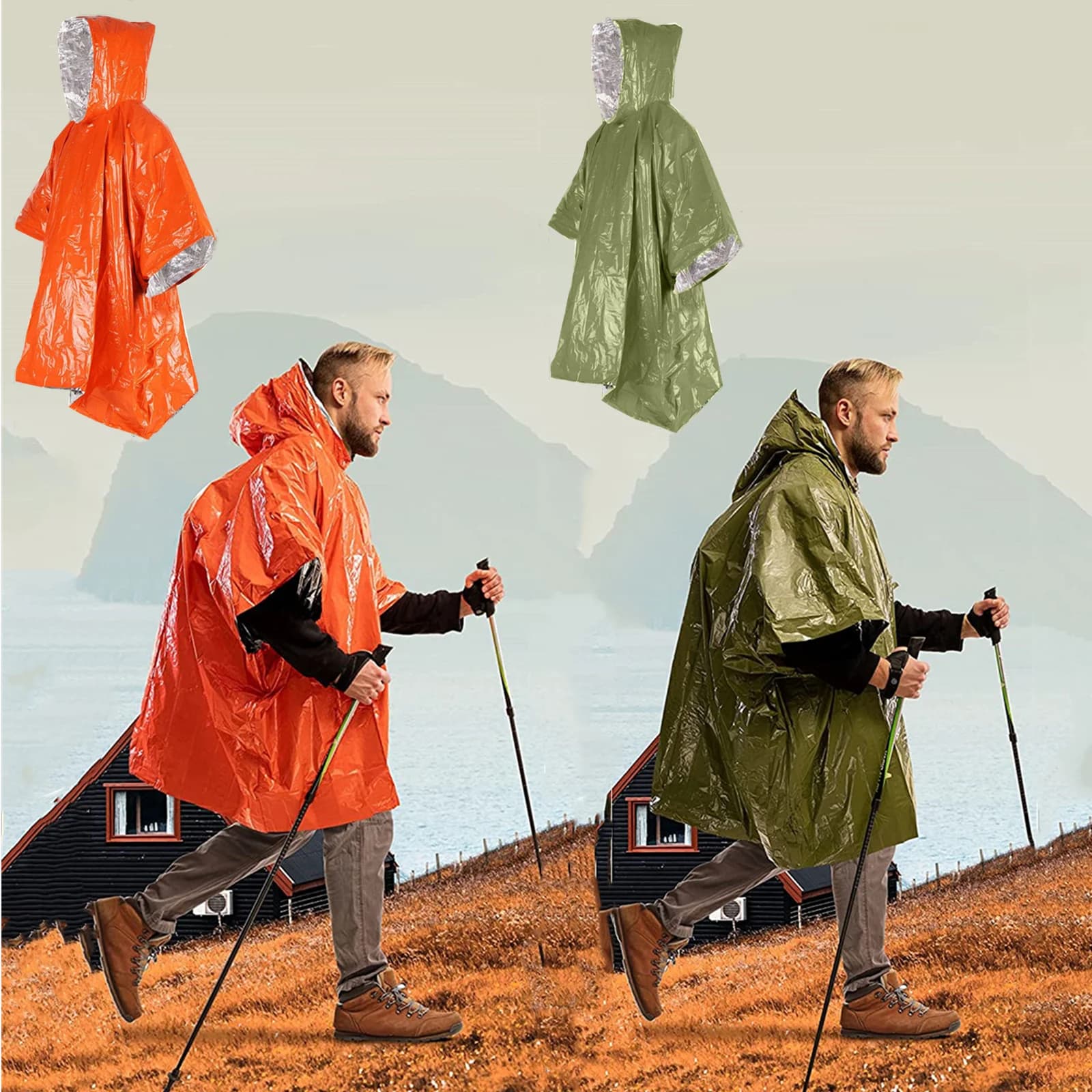 Sopravvivenza di emergenza Pioggia Poncho caldo Sopravvivenza termica Coperta spaziale Impermeabile termico Riflettente impermeabile per escursioni in campeggio