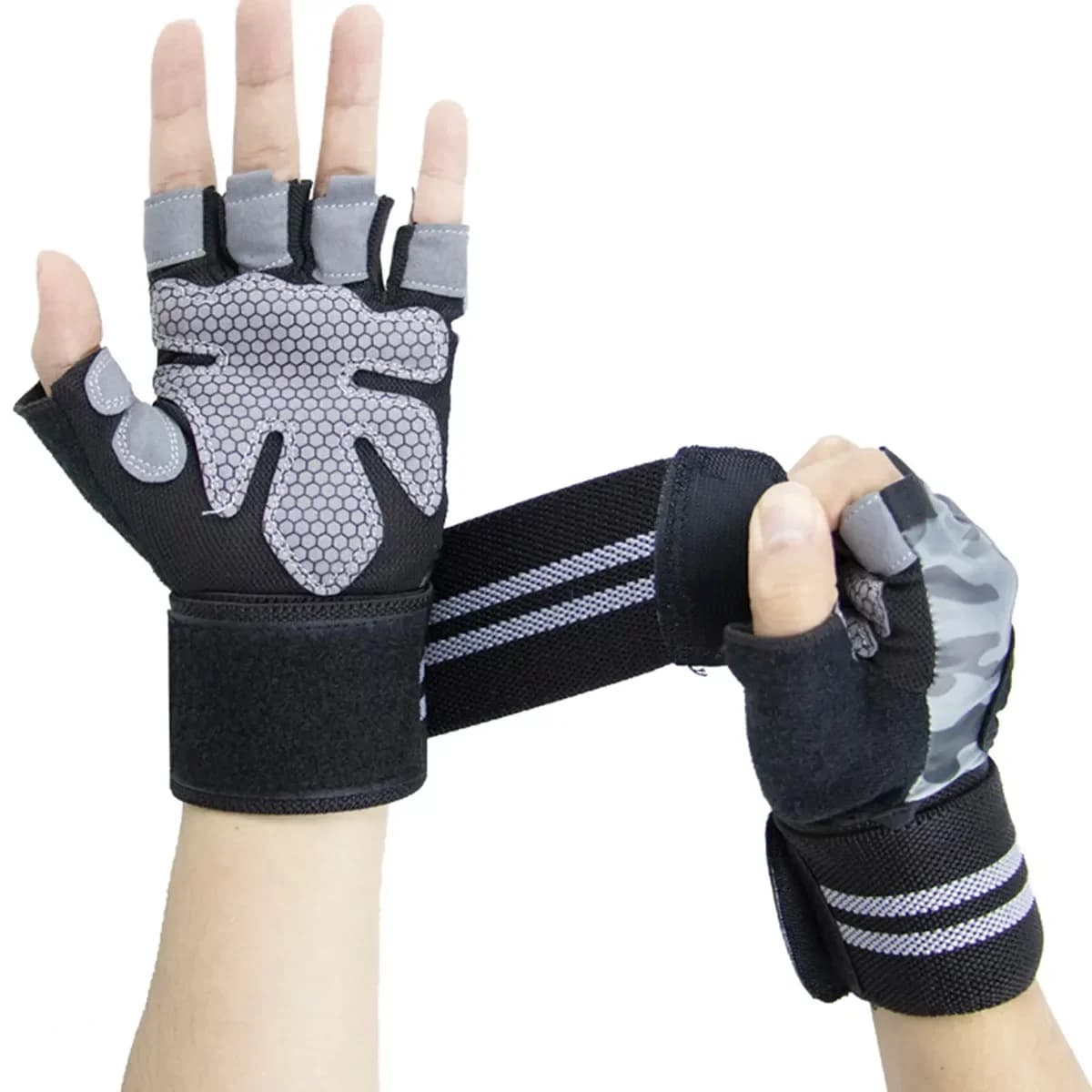 1 pair of gym fitness gloves with half fingers, support for men's and women's wrists Protect fitness gloves with sports dumbbells