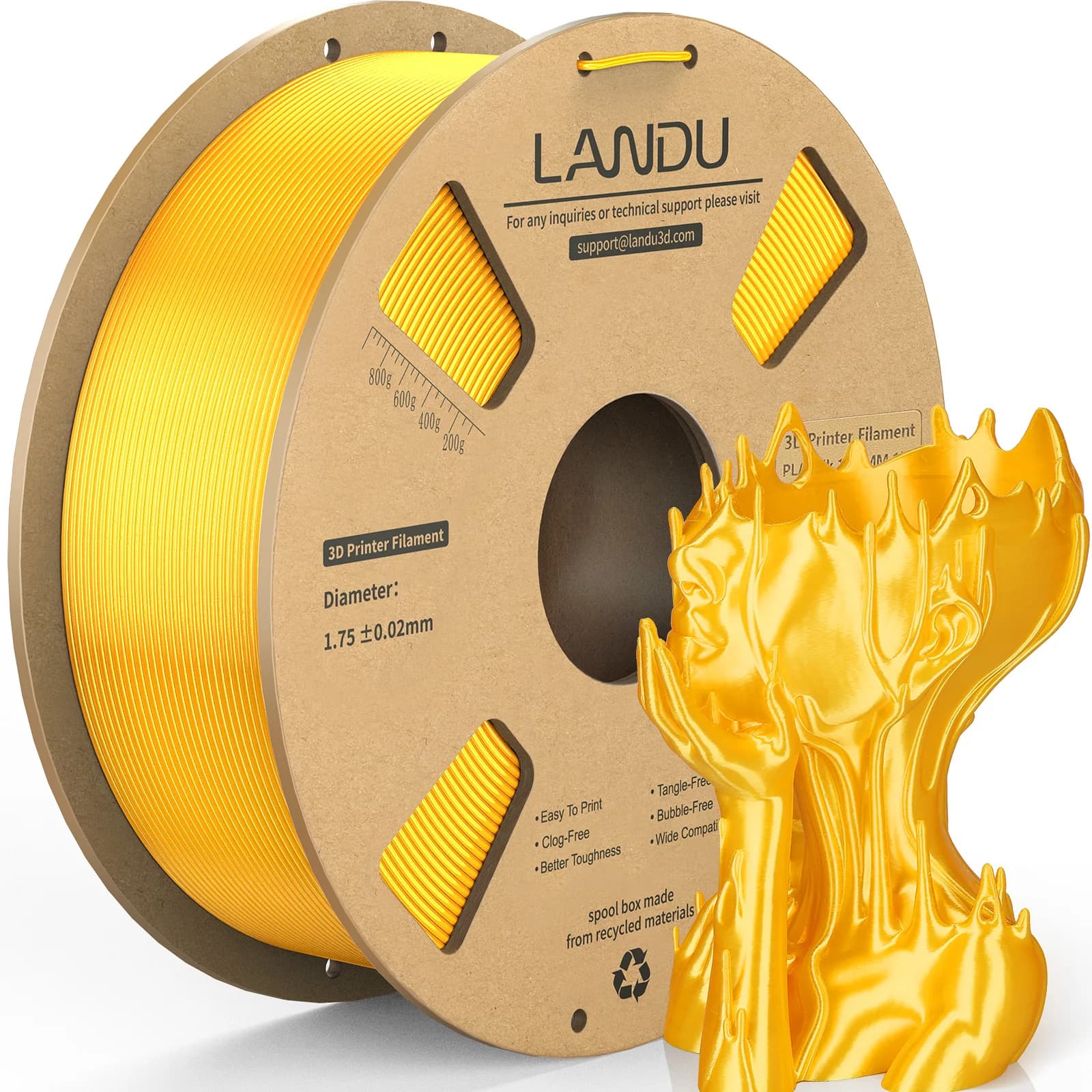 LANDU Silk Filament PLA 1.75mm 1kg 3d Printer Material PLA Shiny Filament Golden Silver Copper New Bundle Easy To Print