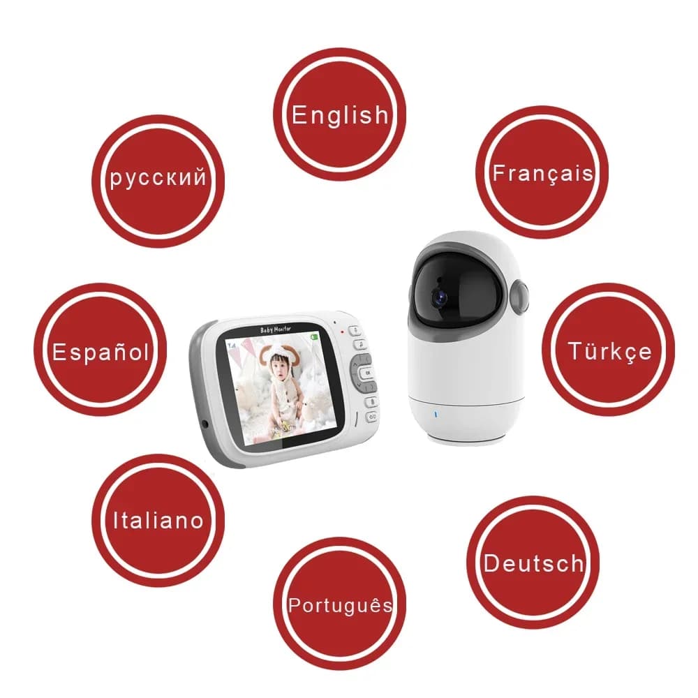 Video Baby Monitor Schermo da 3,2 pollici Display della temperatura di sicurezza wireless Talkback bidirezionale Babyphone Nanny Zoom 3X Visione notturna