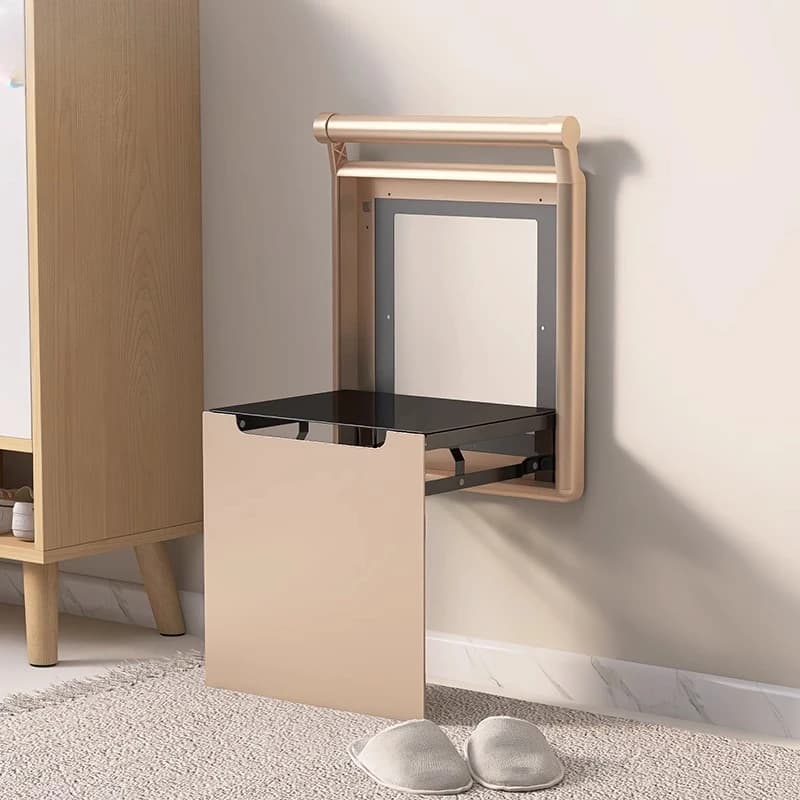 Elderly Folding Shoe Bench with Handles Wall Mounted Stool Hidden Bathroom Safety Seat Space Saving Mobility Aid for Entryway