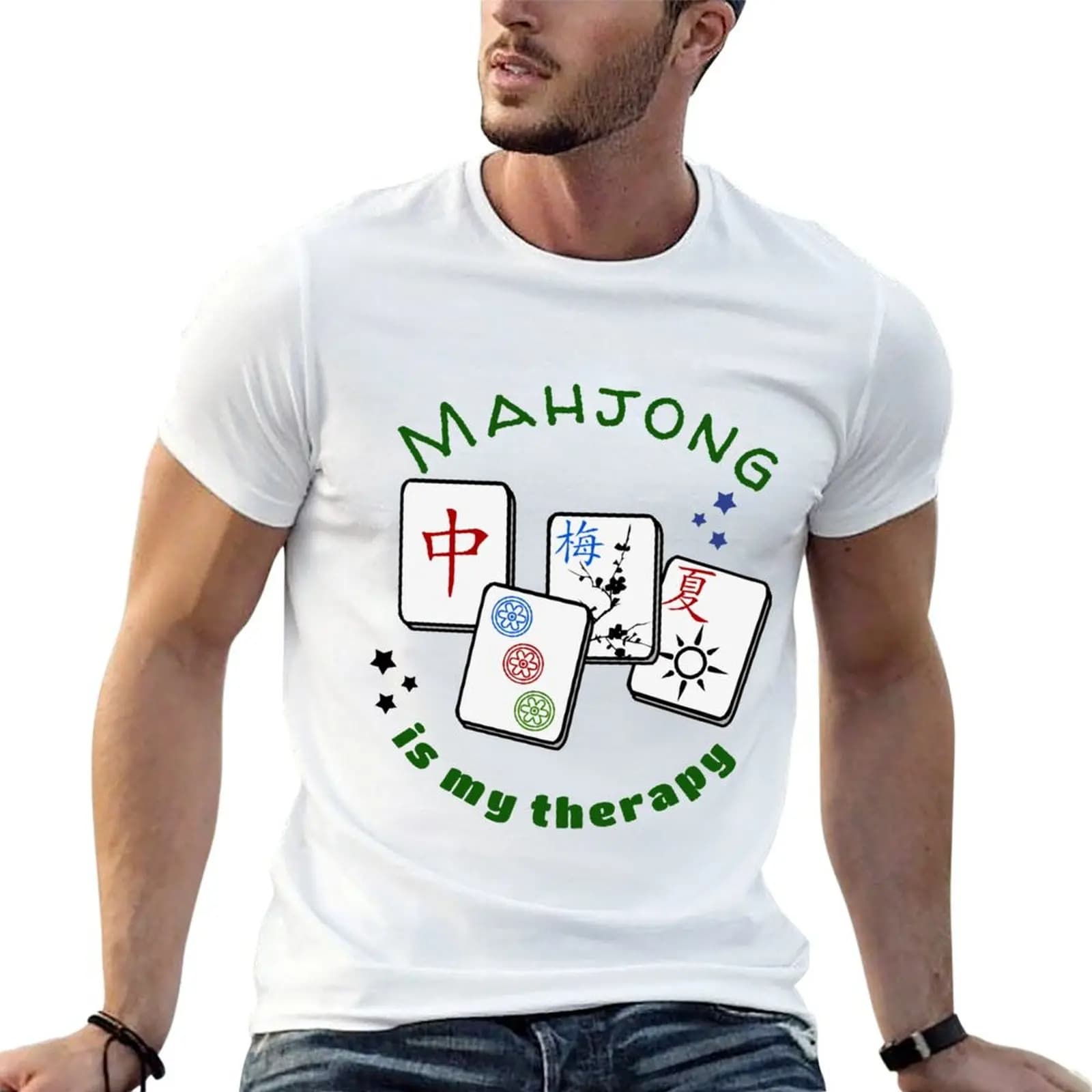 Mahjong Mah jongg game is my therapy set, gifts, tiles, table shirts, cards, bag T-Shirt printed t shirts for man T-Shirt
