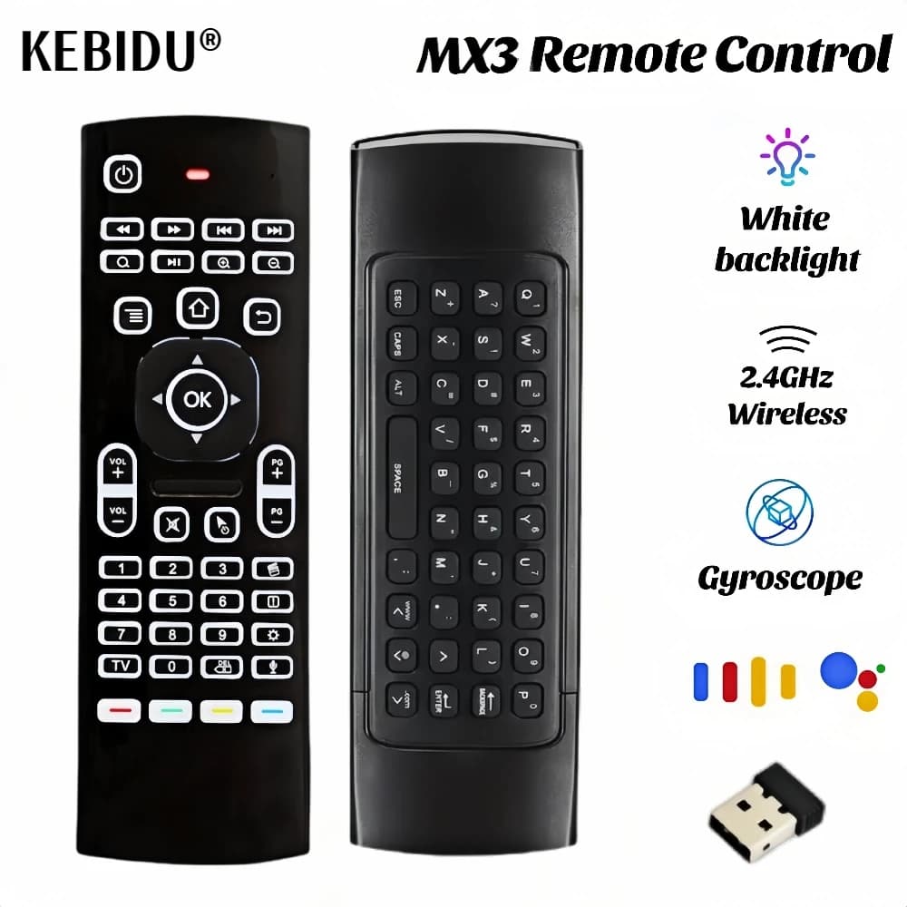 MX3 Retroilluminato Air Mouse Smart Voice Remote Control 2.4G RF Tastiera wireless IR Apprendimento per Android TV Box X96 mini H96 MAX