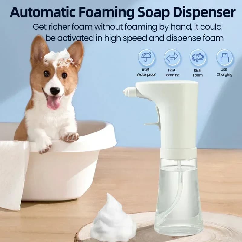 Pet Handheld Automatic Foam Soap Dispensers, Smart Bathroom Liquid Soap And Shampoo Making Foam Dispender Dog Shower Accessories