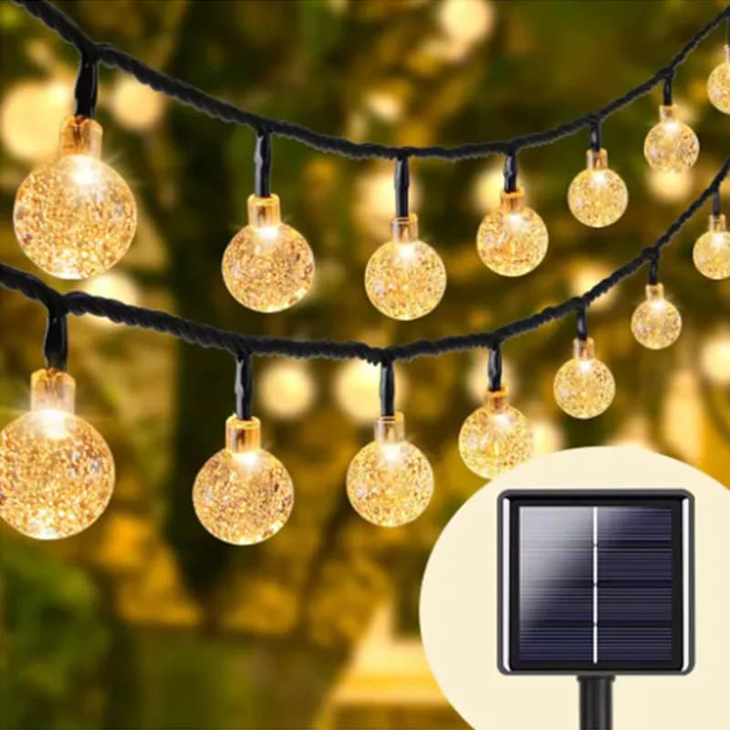 Luci Solari a Sfera di Cristallo con 8 Modalità, Catena Luminosa Impermeabile da Esterno per Giardino, Patio, Sentieri e Decorazioni per Feste