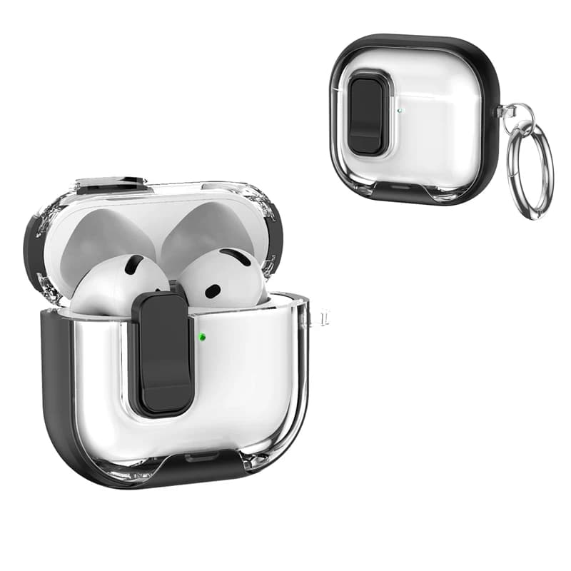 Custodia per cuffie trasparente color arcobaleno con supporto e chiusura di bloccaggio per custodia Airpods 4 Pro2/Pro antiurto con ganci