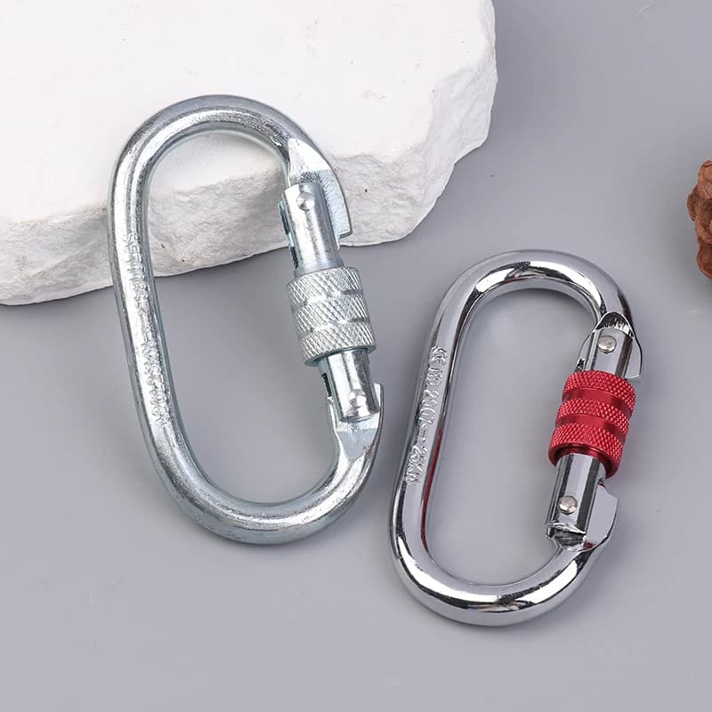 25KN High Strength O-Shape Carabiner, Electrophoresis Safety Lock Buckle for Professional Climbing and Rappelling
