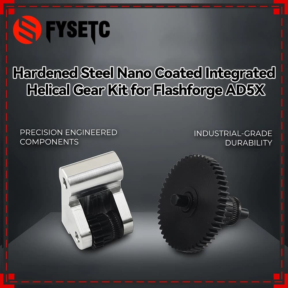 Kit di ingranaggi elicoidali integrati con rivestimento nano in acciaio temprato per Flashforge AD5X HRC 62–65 e kit di ingranaggi durevoli per stampante 3D AD5X