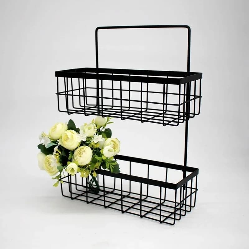 Iron wall basket 2026, double layer shelf for kitchen and bathroom, toilet organizer