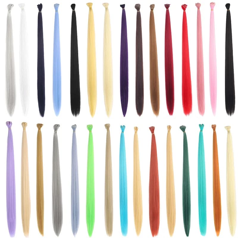Synthetic Cosplay Wig Weft Clip-In Extensions for Styling BJD Doll DIY Colorful Hairpiece, Universal Fiber Hair Material For