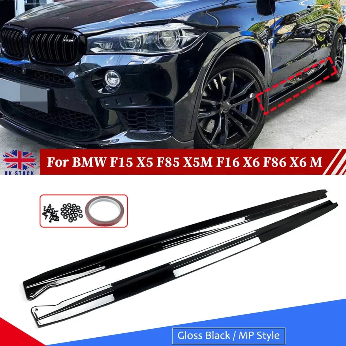 2 pz Nero Lucido/fibra di Carbonio MP Stile Gonna Laterale Estensione Per BMW F15 X5 F85 X5M F16 X6 F86 X6 M