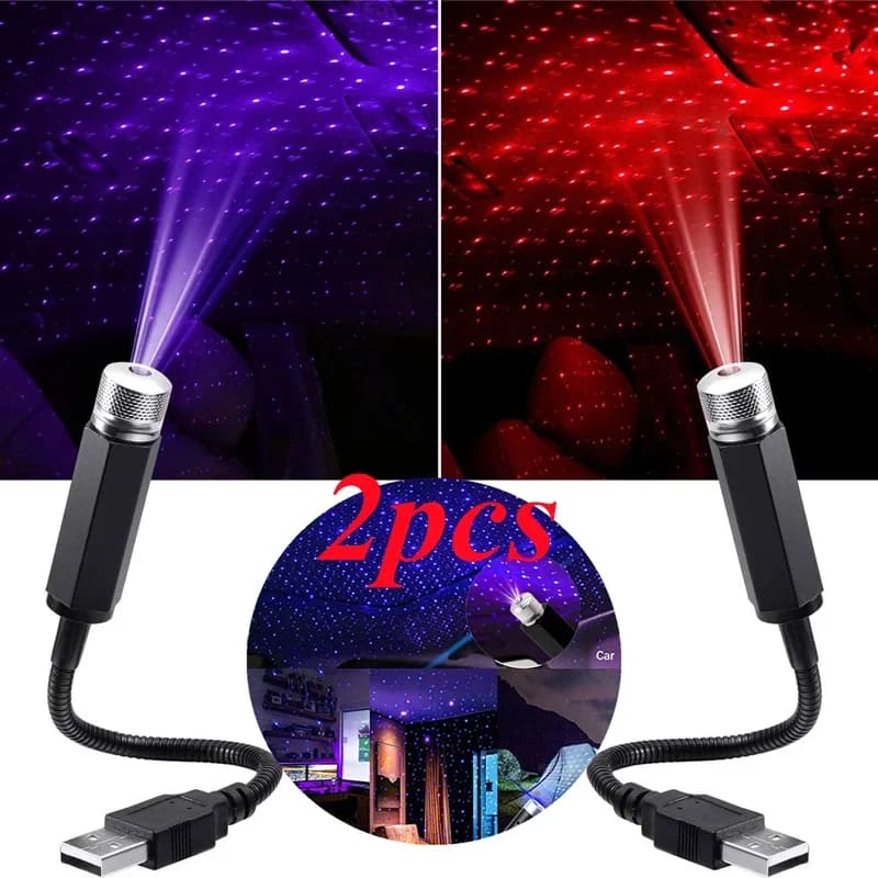 1/2X Romantico LED Cielo stellato Luce notturna 5V Alimentato tramite USB Galaxy Star Lampada per proiettore per tetto auto Decorazione del soffitto Plug and Play
