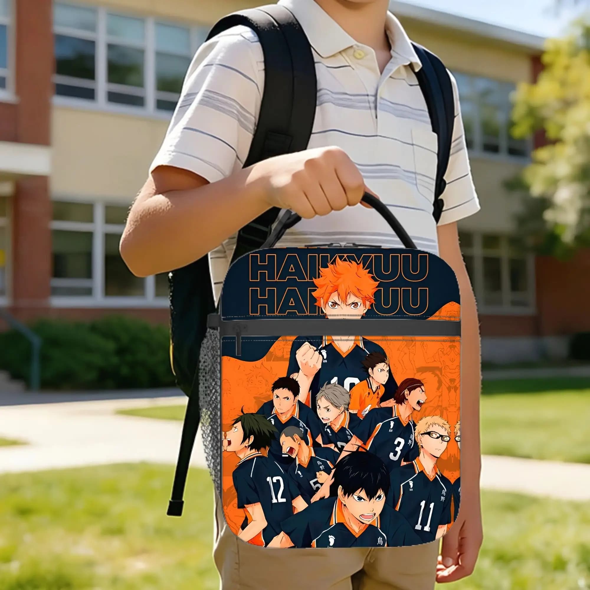 Borse termiche per il pranzo Haikyuu, grandi contenitori per pasti a tema anime, borsa termica, borsa per il pranzo da ufficio, borse per la conservazione degli alimenti per esterni