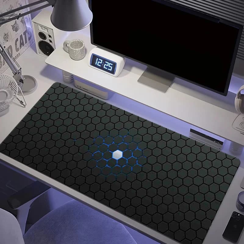 Large Hexagonal Rectangular Game Mouse Mat XXL 900x400 Anti-slip Rubber Washable Keyboard HD Desktop Mat Computer Accessories