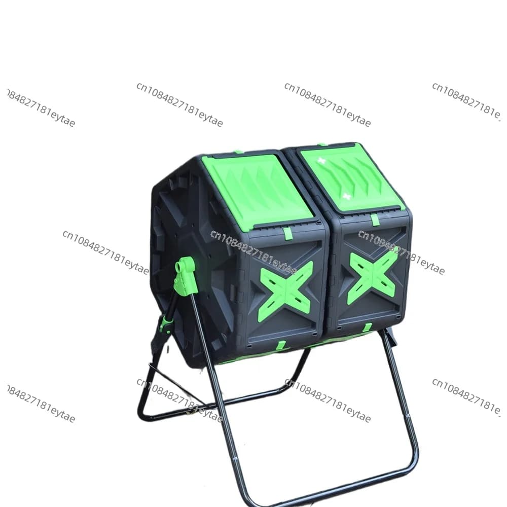 American Style Dual Chamber Tumbling Composter for Garden Kitchen Waste Large Door Easy Discharge Flip Bin