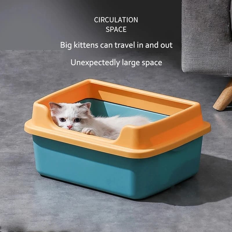 Toilette per lettiera per gatti, padella con paletta, cane, orsacchiotto, cucciolo di coniglio Toilette antispruzzo, sabbiera in plastica per interni, Sup per animali domestici