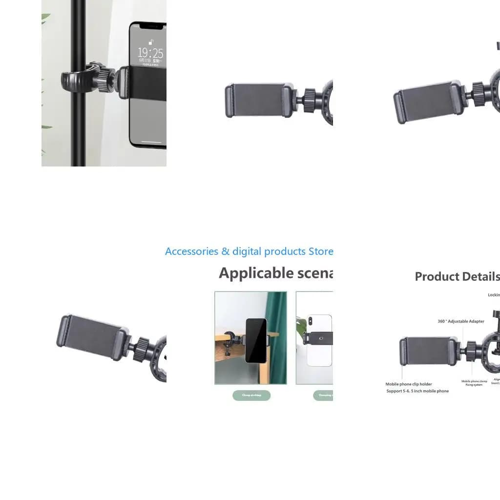 77JD 360 Degree Rotatable Phone Clip Adapter for Tripod Microphone Stand and Camera