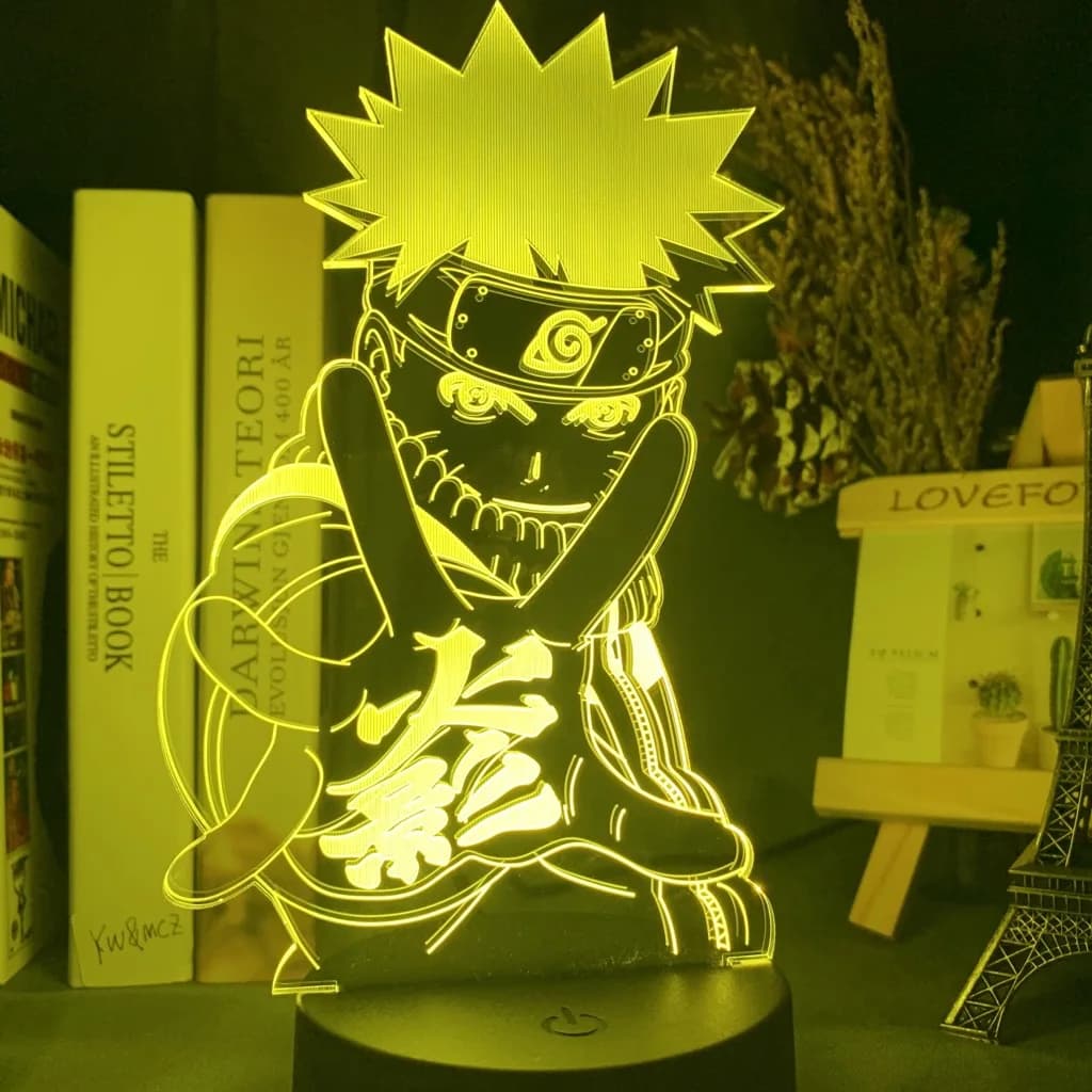 Lampada Notturna LED Anime Naruto Uzumaki, Giocattoli Luminosi Akatsuki Kakashi Hatake, Luce Notturna per Camera da Letto, Lampada 3D Itachi Uchiha con 16 Colori, Decorazione
