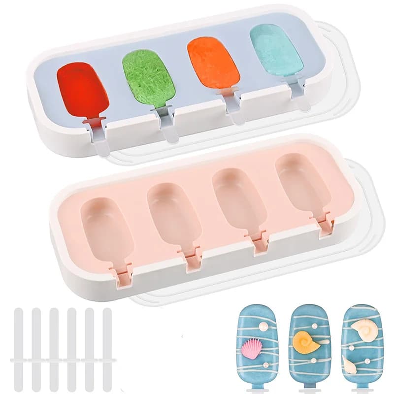 Mini stampo in Silicone per ghiaccioli per bambini stampo classico per ghiaccioli fatto in casa con 6 bastoncini e coperchio stampo per gelato impilabile per ghiaccioli