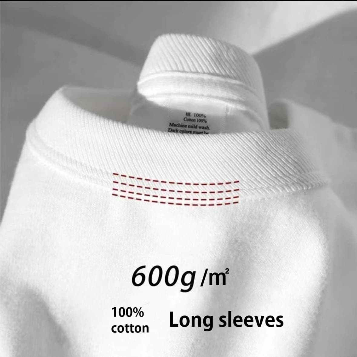 600G/ ㎡ T-shirt a maniche lunghe da uomo American Bundle Bottoming Shirt con scollo piccolo sciolto puro cotone verde autunno Top da uomo