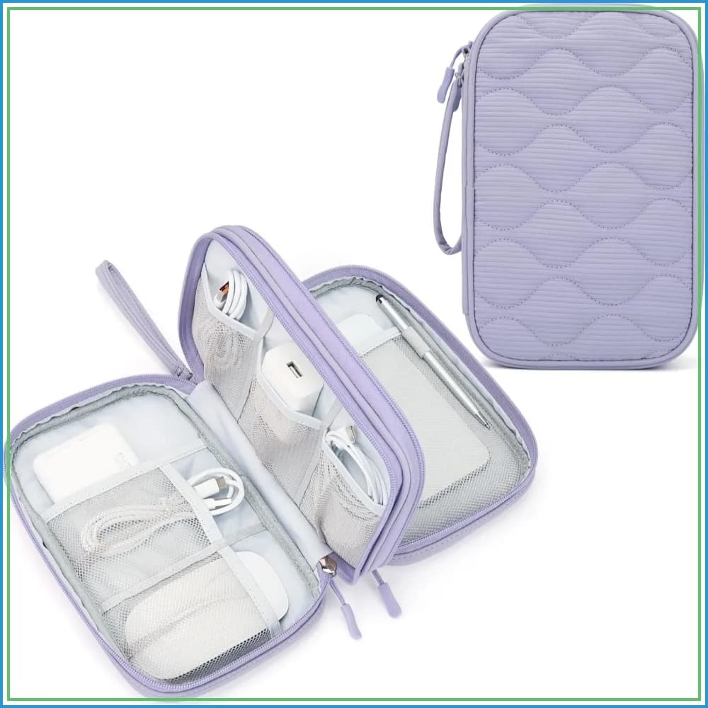 Double Layers Electronics Organizer Travel Case - All-in-One Storage Bag for Charger, Cord, Phone, Flash Drive, Essentials - XL