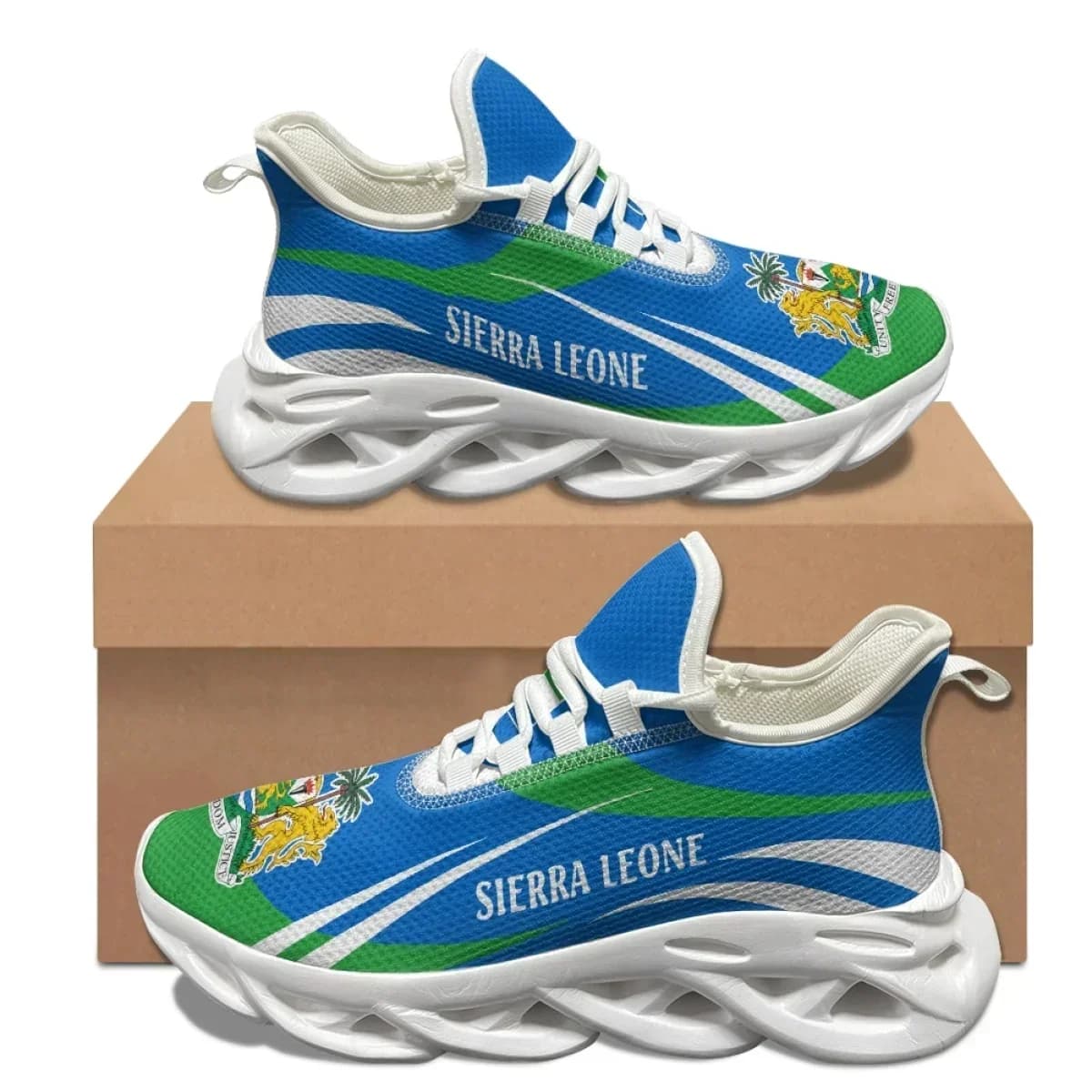 Designer Sneaker Man Flag of Sierra Leone Printed Casual White Running Shoes Fashion Summer Sport Shoe for Male Boys