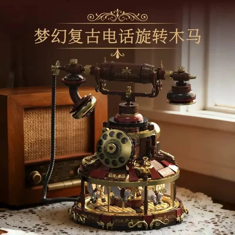 1130 Pezzi Set di Costruzioni Fai-da-Te Modello di Telefono a Carosello Vintage da Collezione