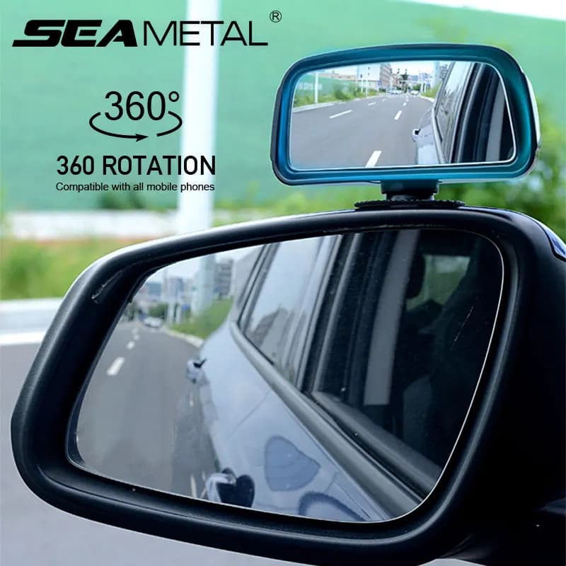 SEAMETAL Specchio convesso di sicurezza con rotazione a 360 gradi Specchio per punto cieco per auto autoadesivo grandangolare Specchietto retrovisore ausiliario automatico
