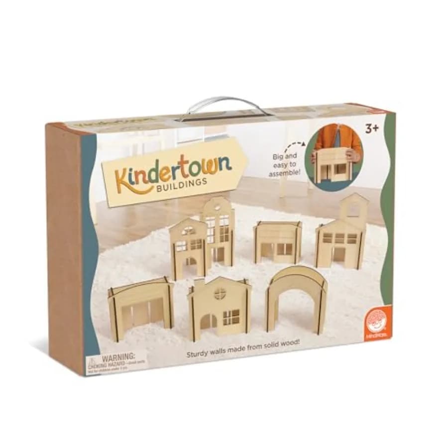 Set di Costruzioni in Legno Montessori Kindertown - Blocchi da Costruzione per Bambini