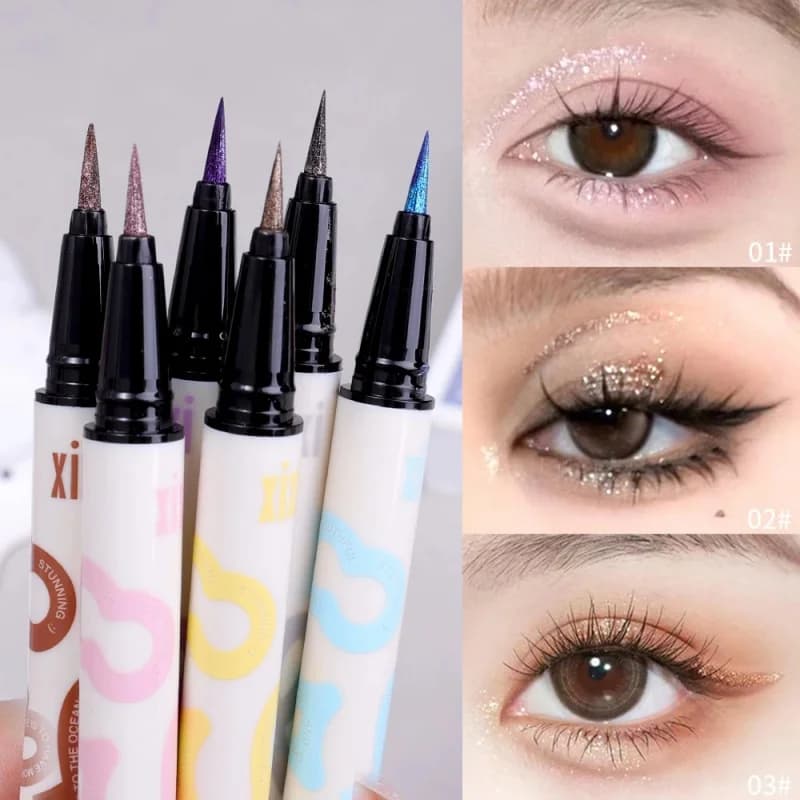 Long Life Waterproof Blue Purple Eyeliner Pen Glittered Liquid Eyeliner Pen Cosmetics For Quick Drying Eye Makeup