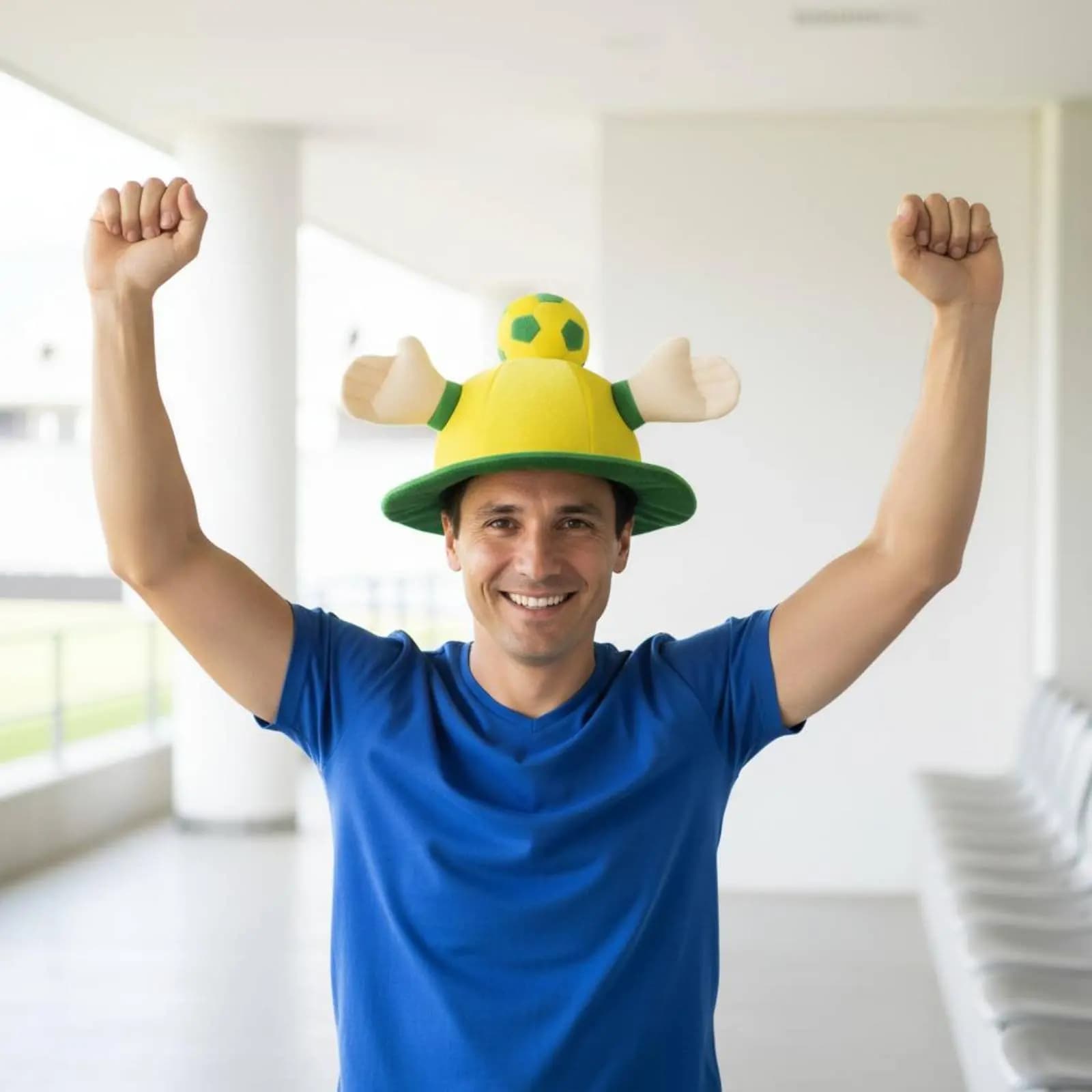 Global Soccer Championship Fan Hat Soft Knitted Sponge Football Cheer Hat Cap Lightweight Party Accessory Fade-Resistant Print