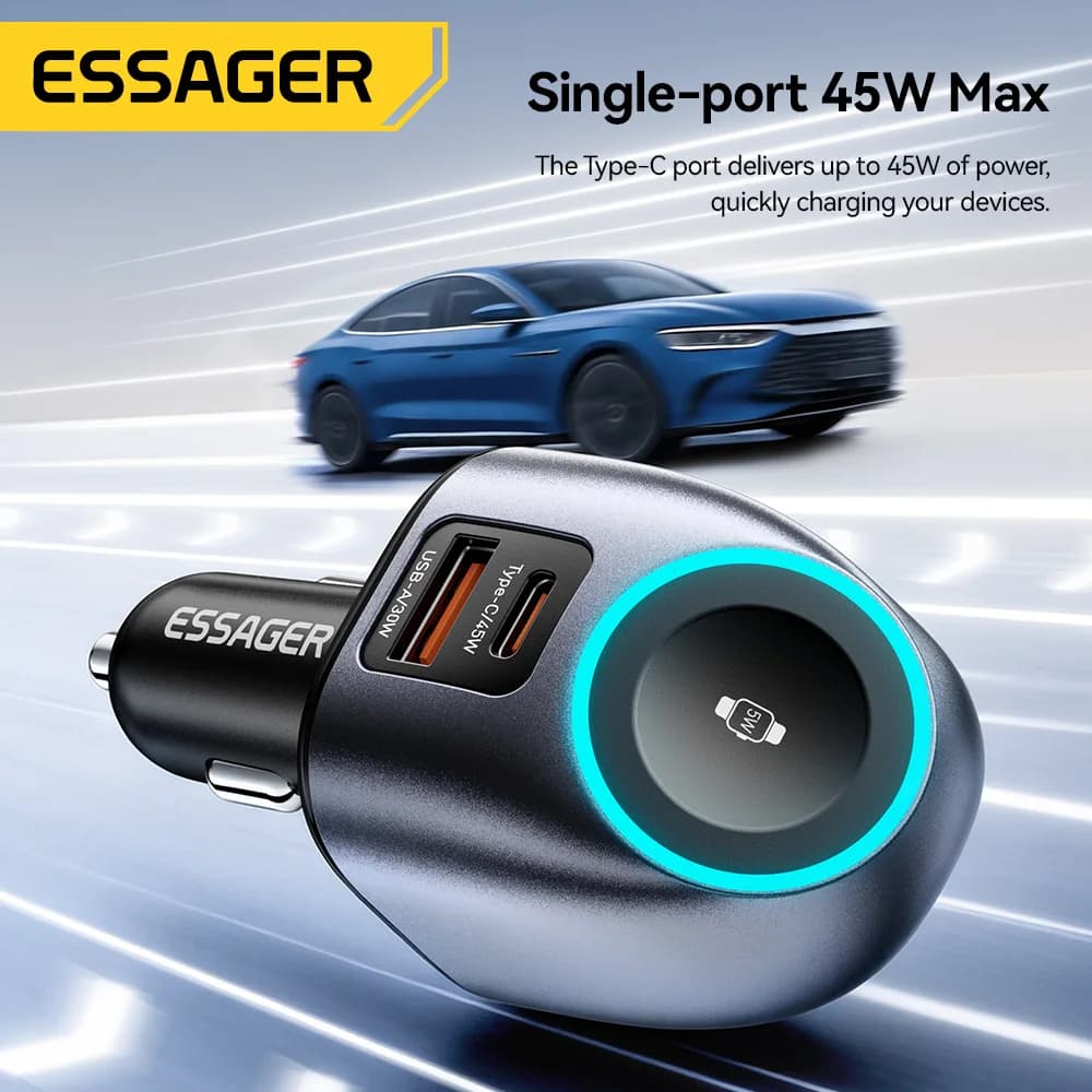 Essager 50W Car Charger for Xiaomi Samsung iphone 17 OPPO 2 IN 1 Magnetic Wireless for Apple Watch 1-11 SE 1-3 Ultra 1-3 Series