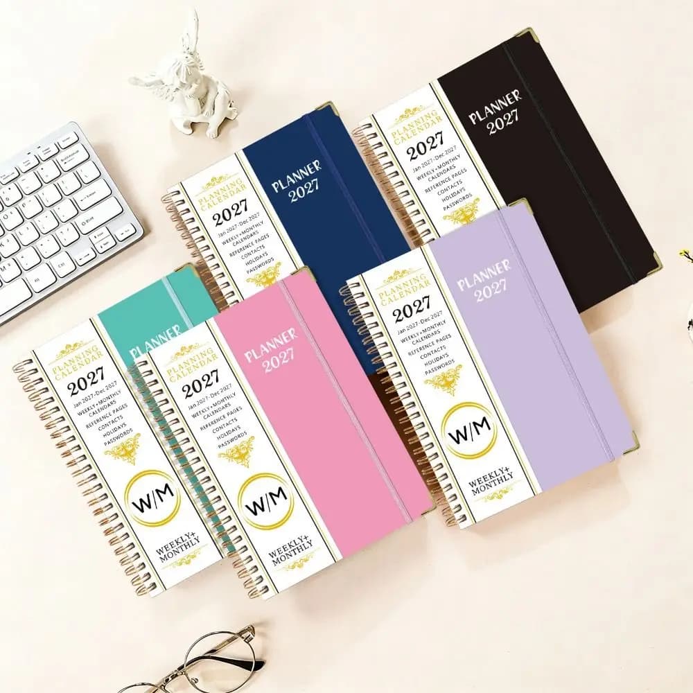 2027 Yearly Planner Notebook Spiral Binding A5 Size Spiral Schedule Notebook 365 Days Diary 71 Sheet/142 Pages