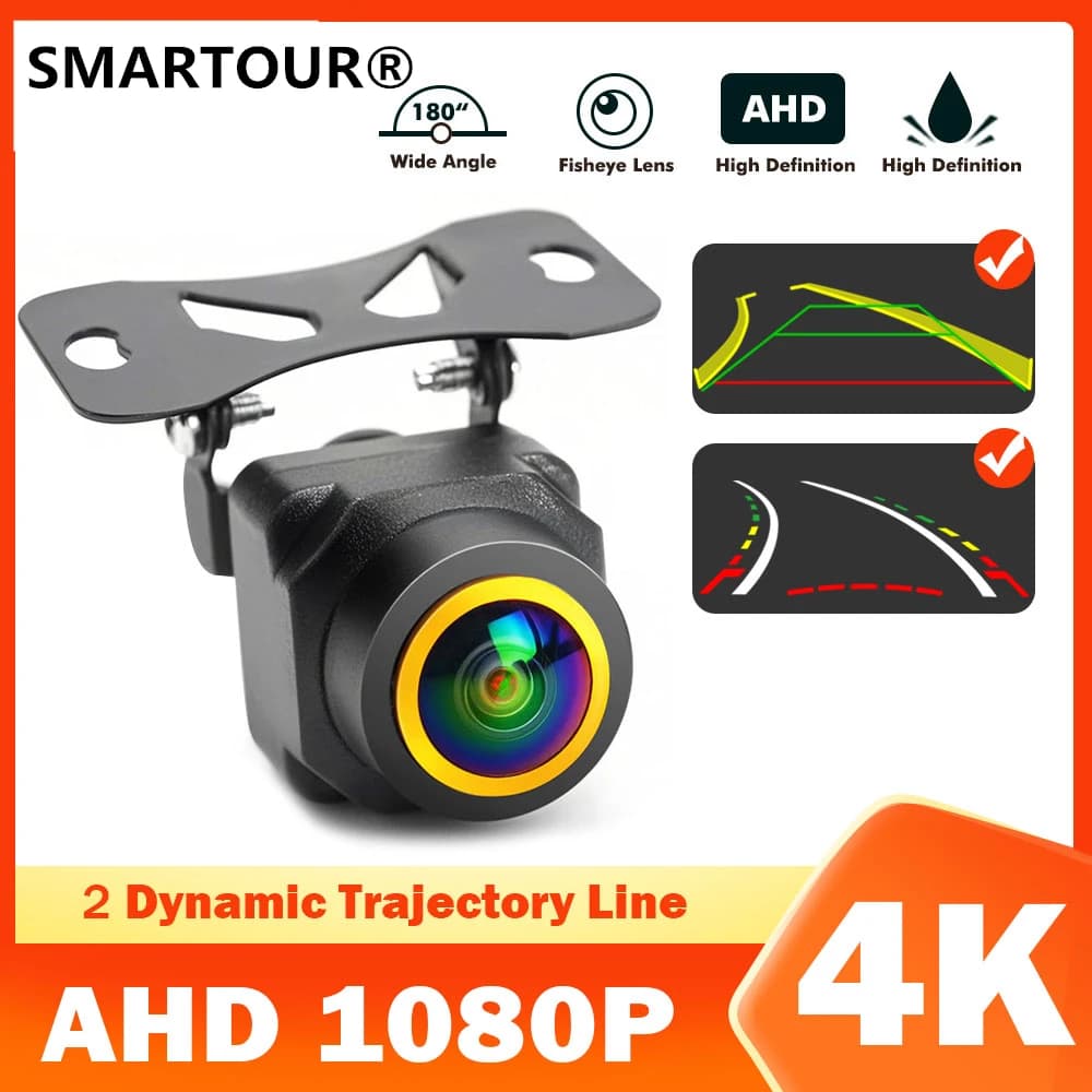 SMARTOUR 4K AHD 1080P Intelligent Dynamic Trajectory Car Rear View Camera 180 Degree Night Vision With Parking Track Line